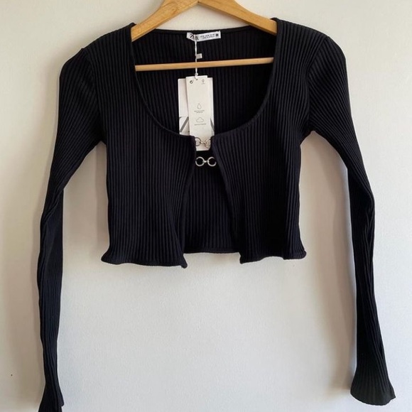 Zara Woman Ribbed Cropped Top - Picture 2 of 3
